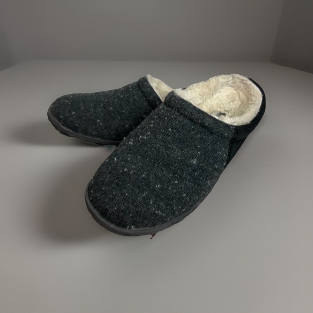 Minnetonka Womens Clogs Slippers Gray Fur Lined Mules Cozy Suede Flats Size 7